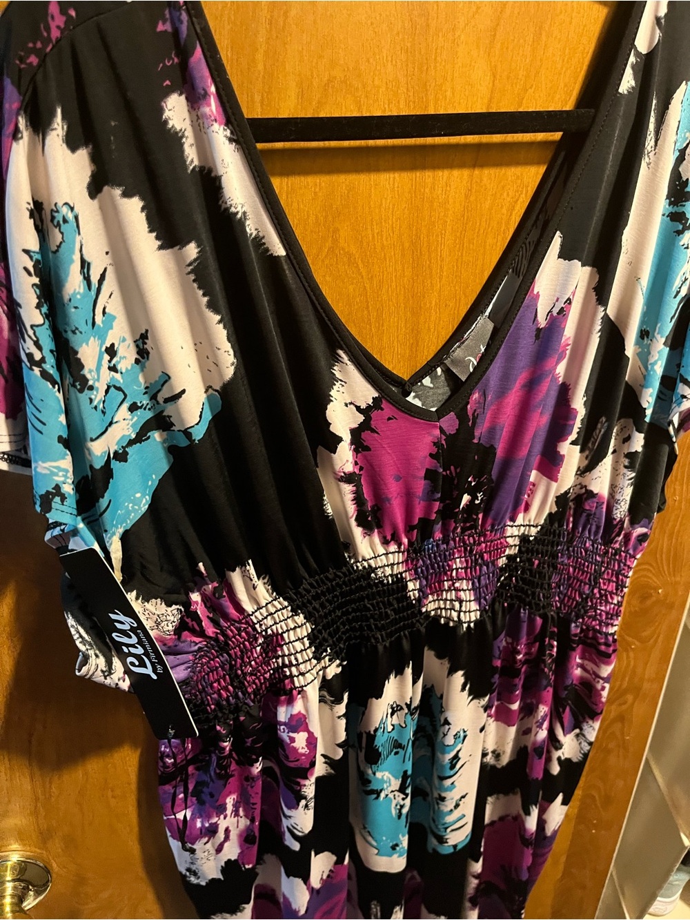 Lily Floral Splash Maxi Dress in Black, Purple, Teal, White